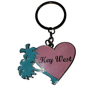 Tropical Heart and Palm Keychain
